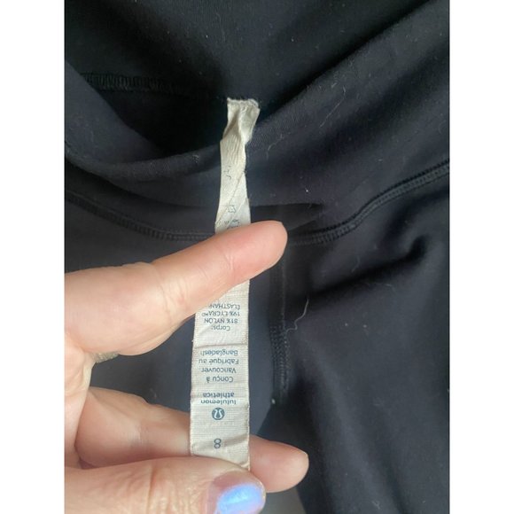 GUC Lululemon WunderUnder Black Leggings Sz 8 Full Length High Waist Yoga - Picture 4 of 4